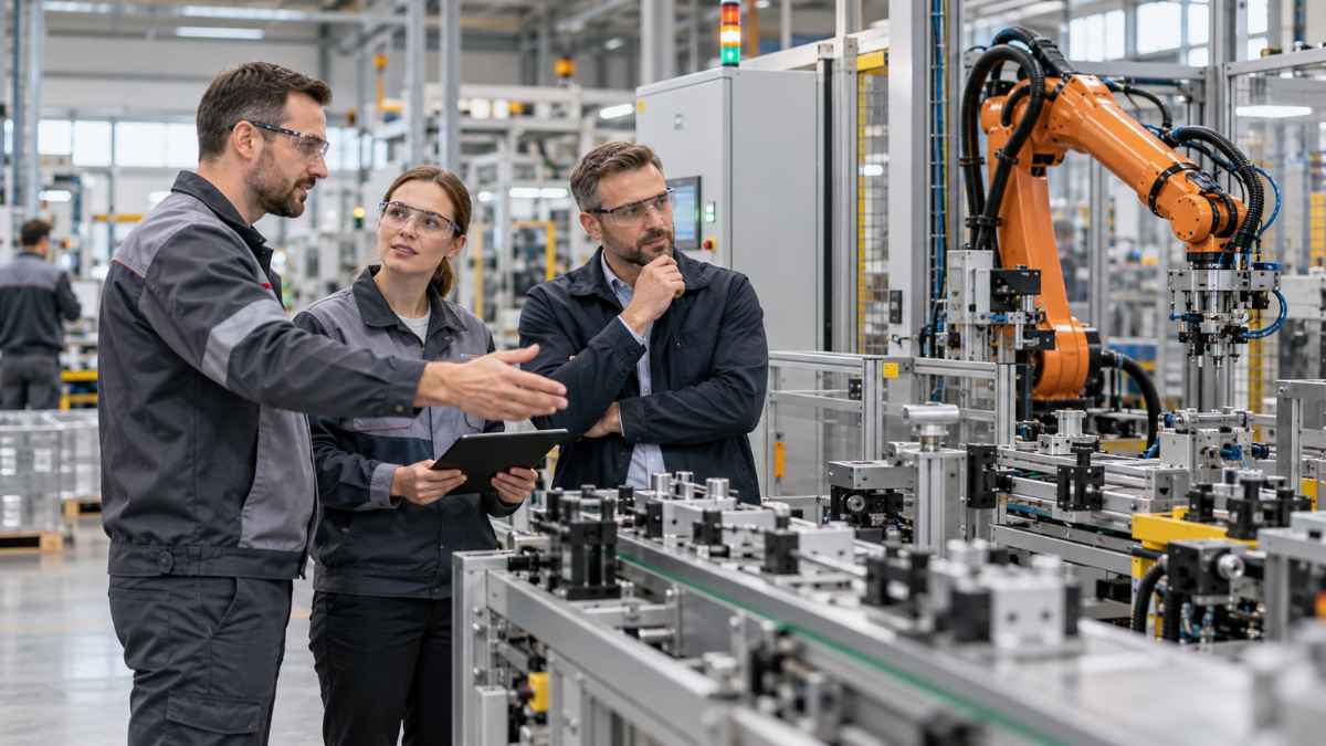 Mikroállások a gyártásban – mérnökök automatizált gyártósor mellett